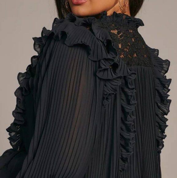 Anthropologie Pleated Ruffle Top NWT - Picture 3 of 12